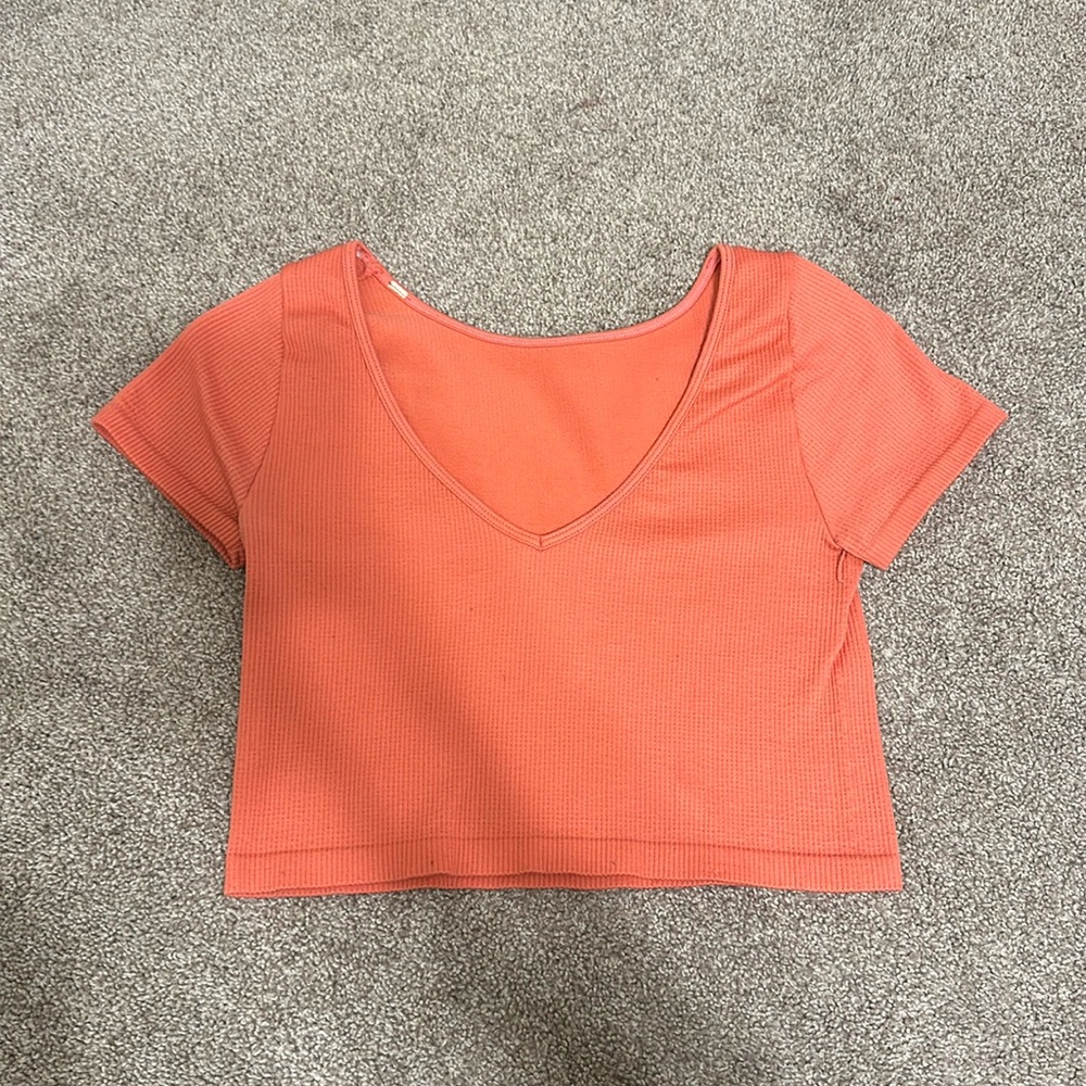 Pink ribbed crop top